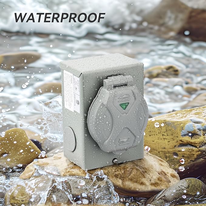Pre-Drilling 50 Amp Generator Inlet Box RVMATE, NEMA SS2-50P Power Inlet Box, 125/250V, 6250/12500W 50a Power Inlet Box, ETL Listed, Waterproof for Outdoor Use