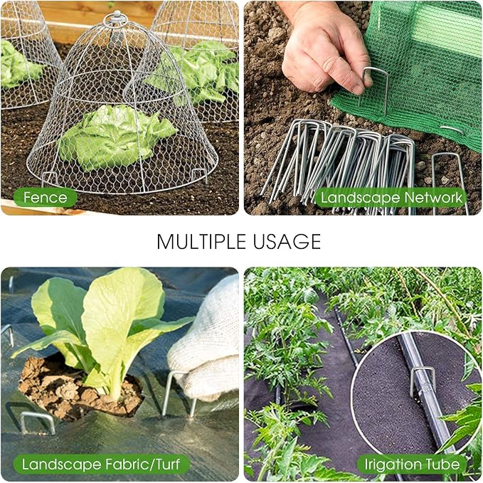 6 Inch Galvanized Garden Landscape Staples Stakes, 25 50 100 PCS Anti-Rust Garden Staples Tent Ground Stakes U-Shaped Landscape Pins for Secure Lawn Fabric, Decoration (25, 6 Inch)