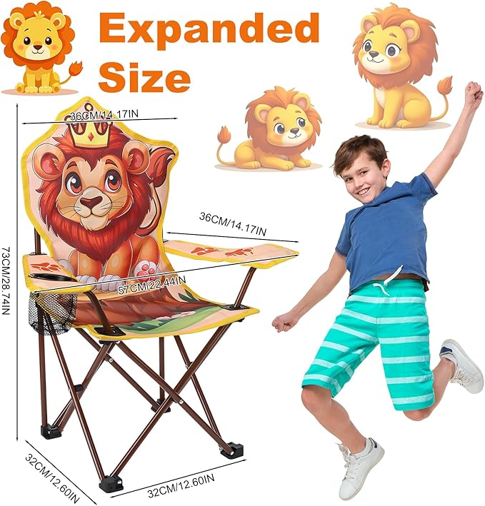 KABOER Kids Outdoor Folding Lawn and Camping Chair with Cup Holder and Carrying Bag, Children's Camping Chairs