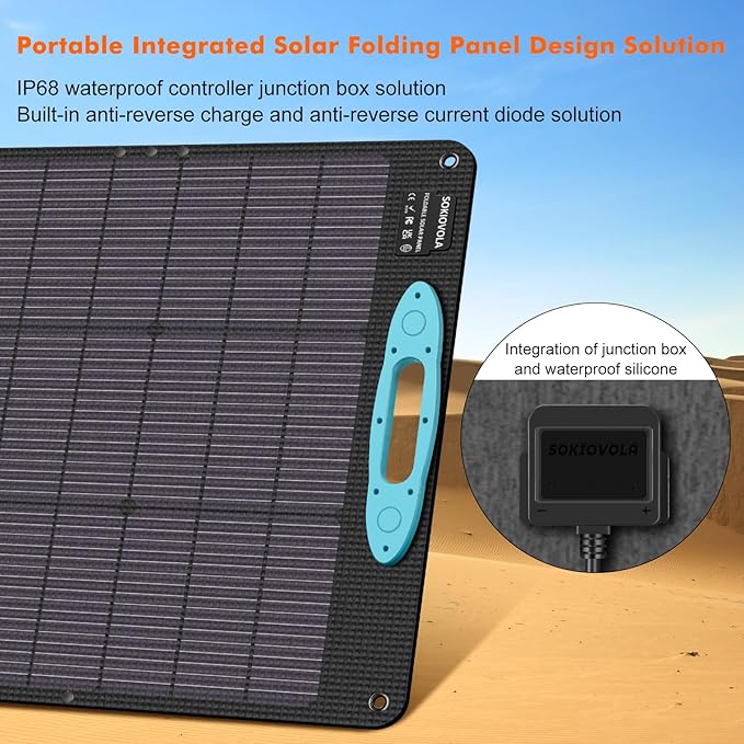 SOKIOVOLA 160W 18V Portable Solar Panels for Power Station,25% High Conversion Efficiency ETFE Foldable Solar Panel Charger with Adjustable Kickstand Solar Panel for Camping Outdoor RV Trailer Car