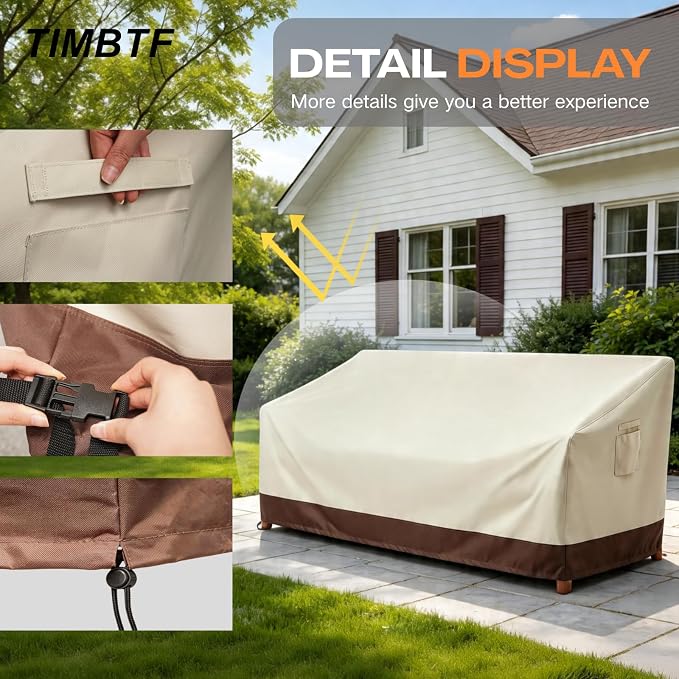 Extra Outdoor Sofa Cover, Large 3-Seater Patio Sofa Covers Waterproof Up to 8500 Pa, Heavy-Duty Patio Furniture Couch Cover with Air Vents, 85" W x 37" D x 35" H