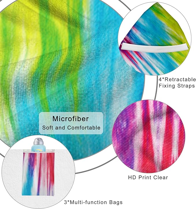 Lounge Chair Towel Cover (Pack of 2), Tie Dye Style Chaise Lounge Cover, Beach Chair Covers with Pockets for Pool Beach Garden Courtyard Outdoor Trips, 85 x30 in, Red Blue