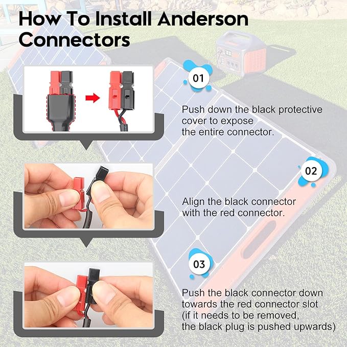Anderson Y Splitter Cable Solar Panel Connector 1 to 3 Branch Parallel Adapter Cable for Portable Solar Generator Power Station Compatible with GZ Jackery High Power Pole Port Connector
