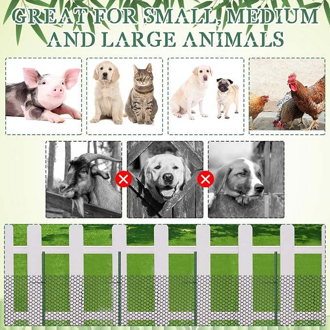 Marsui Animal Barrier Fence 12in x 33ft No Dig Garden Fence Mesh Fencing with Steel Stake Movable Portable Temporary for Poultry Dogs Rabbits Chicken Snake Barrier Garden Backyard Outdoor