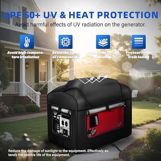 Portable Generator Cover,21.7 Lx 13.8Wx17.4H inches,Generator cover running, Can Be Rolled Up and Opened All Around.fits various scenarios, Black.