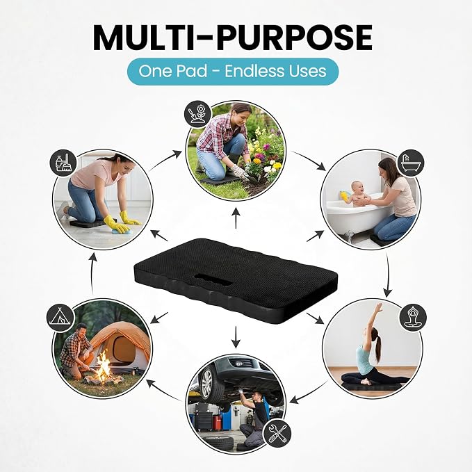 Extra Thick Foam Kneeling Pad for Gardening and Exercise Soft Comfortable Knee Cushion Mat for Floor Work Yard Tasks and Home, Set of 2 Large Black