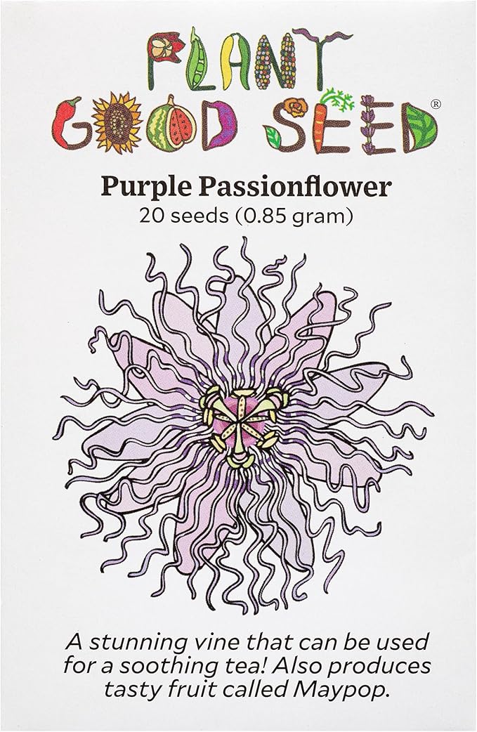 Plant Good Seed Purple Passionflower Seeds for Planting: Maypop, Green Passionfruits - 20 Seed Packet