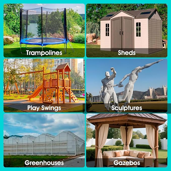 27" Ground Anchors Heavy Duty Shed Anchors Kit, Mobile Home Anchor with 3/16" Galvanized Cable and Turnbuckles for Sheds Canopy Gazebo Trampoline Swing Set(6x27in)