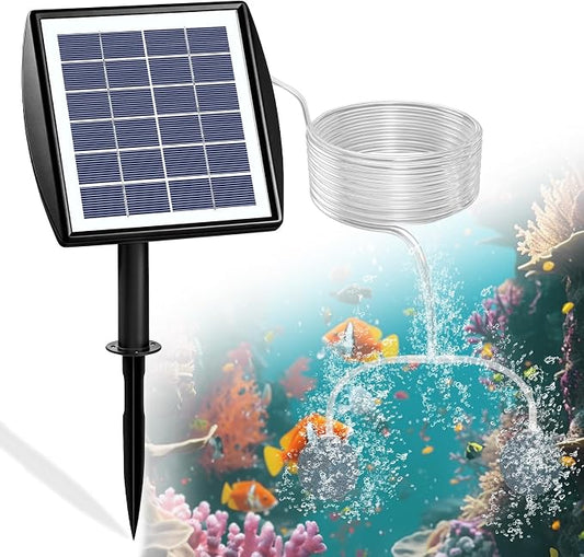 2W Solar Pond Aerator, Solar Air Pump with 2 Air Stones, Dual Working Modes, Solar Aerator for Pond, Fish Tank, Aquarium, Outdoor Fishing
