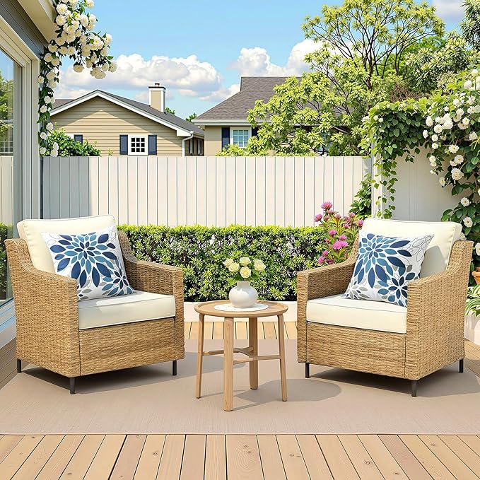 Floral Outdoor Pillow Covers Waterproof Spring Throw Pillow Cases Dark Blue Grey 18x18 Inch Set of 2 Decorative Summer Cushion Covers for Patio Furniture Garden Bench Porch Sofa
