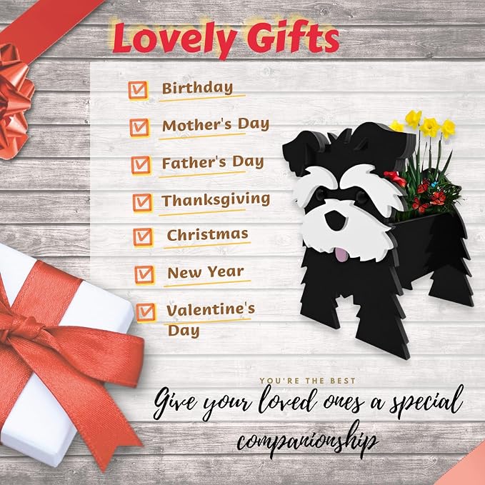 Black Schnauzers Dog Planter Plant Pots,Cute Large Dog Flower Planter,Gifts for Pet Lovers,Unique Animal Plant Pots,Office,Indoor Outdoor Garden Decor(9.84 * 10.24 * 15in)