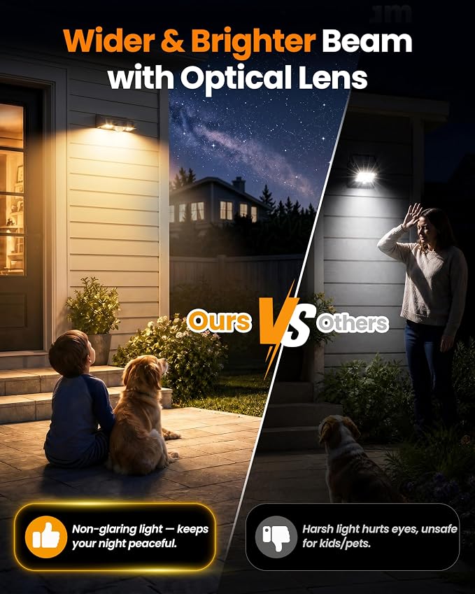 VOLISUN Motion Sensor Solar Fence Lights Outdoor 12 Pack, IP65 Waterproof, 3 Modes (High/Low/Steady-On) Dusk to Dawn Backyard Lights, 3000K Warm White Motion Sensor Outdoor Lights for Garden Yard Deck