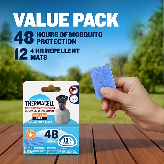 Thermacell Mosquito Repellent Refills; Compatible with Thermacell Backpacker; Highly Effective, Long Lasting, No Spray, No Scent, No Mess; 15 Foot Zone of Mosquito Protection