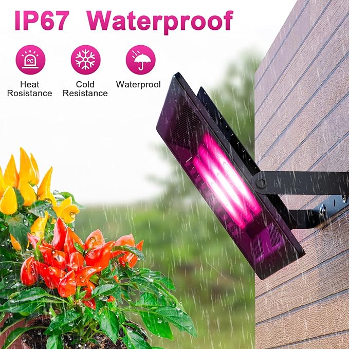 Waterproof Plant Light, 450W Outdoor Grow Lights, Full Spectrum LED Grow Light, Height Adjustable, Silent, Heat Dissipation, for Indoor Outdoor Plant Seedling Growing Blooming Fruiting