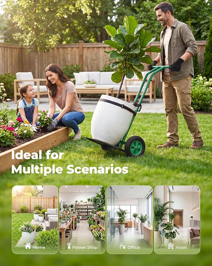 Brightown Plant Caddy with Wheels Heavy Duty, with Adjustable Forks and Grips - 200 lbs Capacity Plant Mover Caddy for Elderly Gardeners | All-Terrain Wheels for Indoor & Outdoor Use, Green