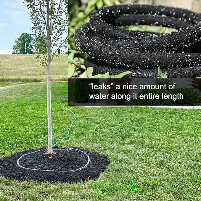 1-PACK 10 FT 1/2" Soaker Hose Slow Release Tree Watering Ring, Automatic Drip Irrigation Watering System, Tree Soaker Ring Hose Great for Deep Root Watering for Trees and Shrubs