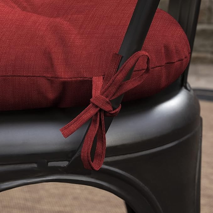 Arden Outdoor Tufted Bistro Seat Cushion, Set of 4, 14.5 in x 15 in, Rain-Proof, Fade Resistant Ruby Red Leala