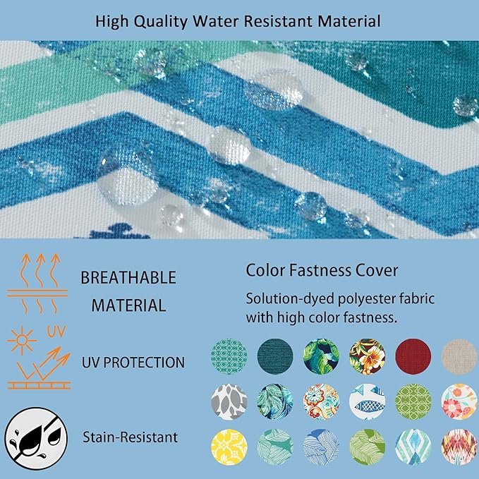 COZYVIDA Outdoor Chair Cushions Set of 4, 20"x20" Square Seat Pads with Tie Straps and YKK Zippers, 30D High-Density Foam, Water-Resistant Fabric,UV-Resistant 1000+ Hrs