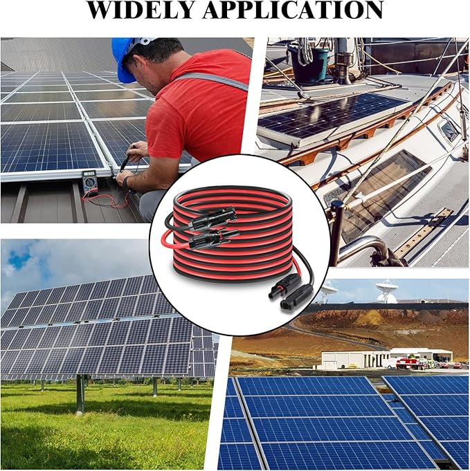 Solar Panel Extension Cable, Solar Connector 20FT 14AWG Waterproof Solar Panel Female and Male Connectors for RV, Photovoltaic Systems, Powerstation