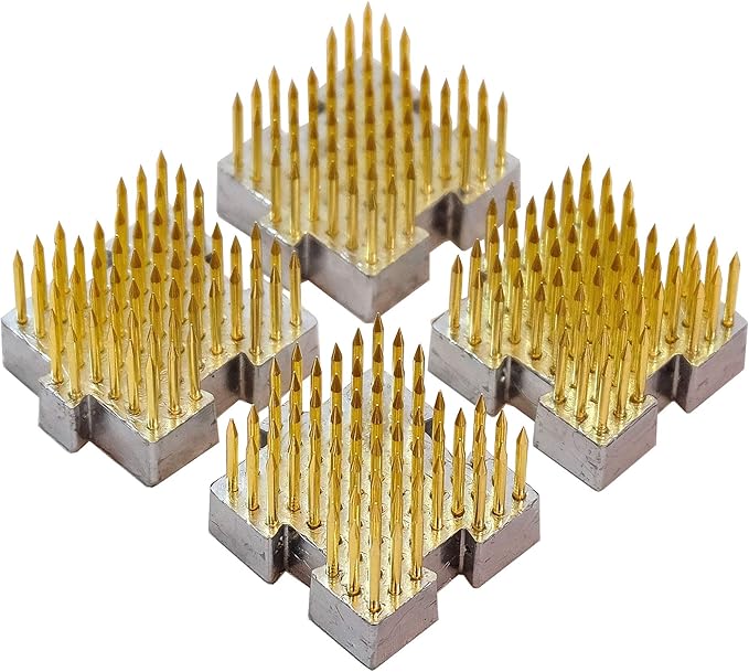 KAKURI Mini Kenzan Flower Frog Square Bulk 4 Set 1¼", Combinable Japanese Ikebana Flower Arrangement Supplies, Professional Flower Holder Pin Frog, Brass Gold, Made in Japan
