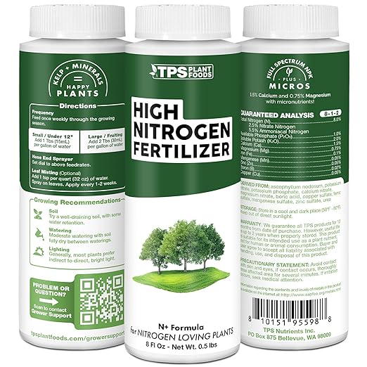 High Nitrogen Fertilizer – Liquid Plant Food for Rapid Green Growth, Strong Vegetative Development & Deep Leaf Color, 8 oz
