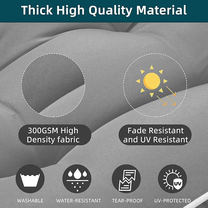 3 Seat 57 Inches Outdoor Porch Swing Cushions,Water-Resistant Tufted Patio Swing Replacement Cushions