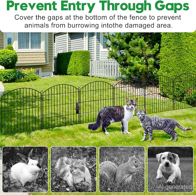 Decorative Garden Fence 32in (H) x22ft (L), Arched Rustproof Metal No Dig Fence for Dogs & Rabbit, Ornamental Animal Barrier for Flower Beds, Border Panels Fencing for Yard & Patio Outdoor Decor