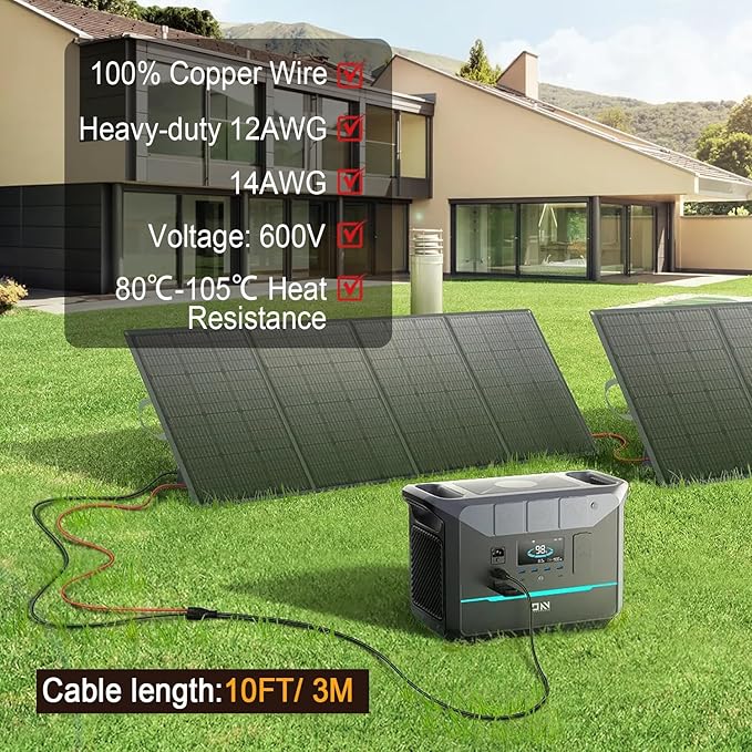 COMeap 10FT 3M Solar Connector to DC 8mm Adapter Cable for Jackery Explorer 3000 2000 1500 1000 880 550 500 300 290 240 160 GZ Yeti BLUETTI Portable Power Station, Solar Generator, Solar Panel