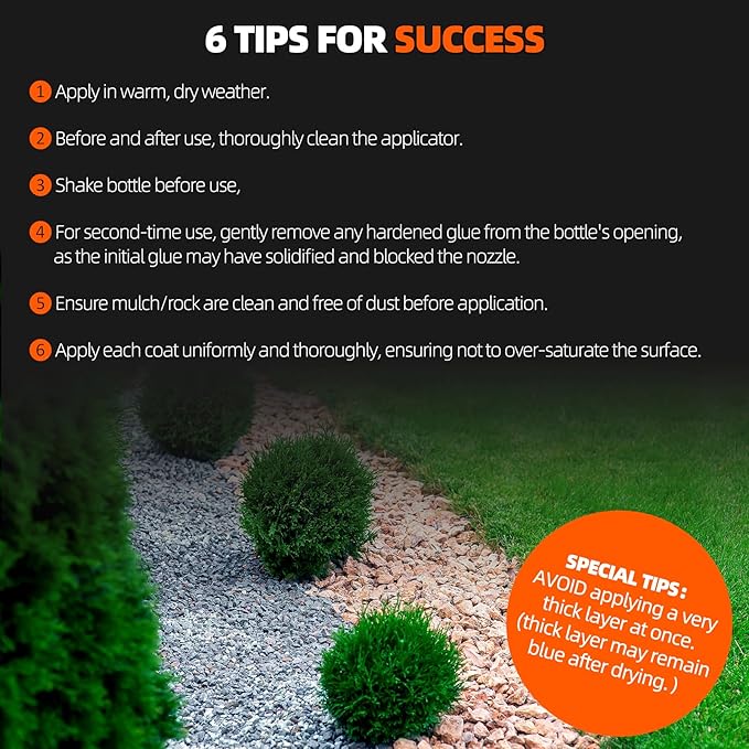 Mulch Glue with Sprayer -Ready to Use Binder for Landscaping, Fast-Dry No Dilution Landscape Glue Spray for Rocks, Binder, Mulch Lock and Pea Gravel Stabilizer 54OZ