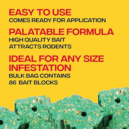 Victor Fast-Kill Bait Blocks II - 86-Count Rat and Mouse Poison Bait Blocks for Indoor and Outdoor Rodent Control, Eliminate Norway Rats, Roof Rats, & House Mice, Rodent Killer, 4lb Bag, M904B