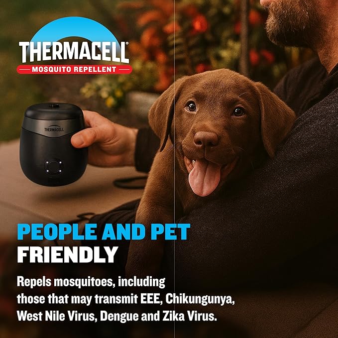 Thermacell Mosquito Repeller E-Series Rechargeable with 20' Mosquito Protection Zone; Up to 9-Hr Battery Life; Includes 12-Hr Refill; Flame or Scent; DEET-Free Bug Spray Alternative