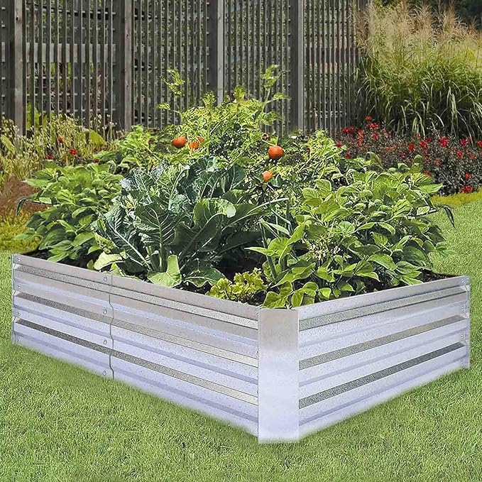 Galvanized Raised Garden Beds 2-Pack (6x3x1ft Each) – Popular Heavy-Duty Metal Planter Box with 4 Support Bars for Vegetables, Herbs, Flowers, Space-Saving Size for Small Yards & Patios