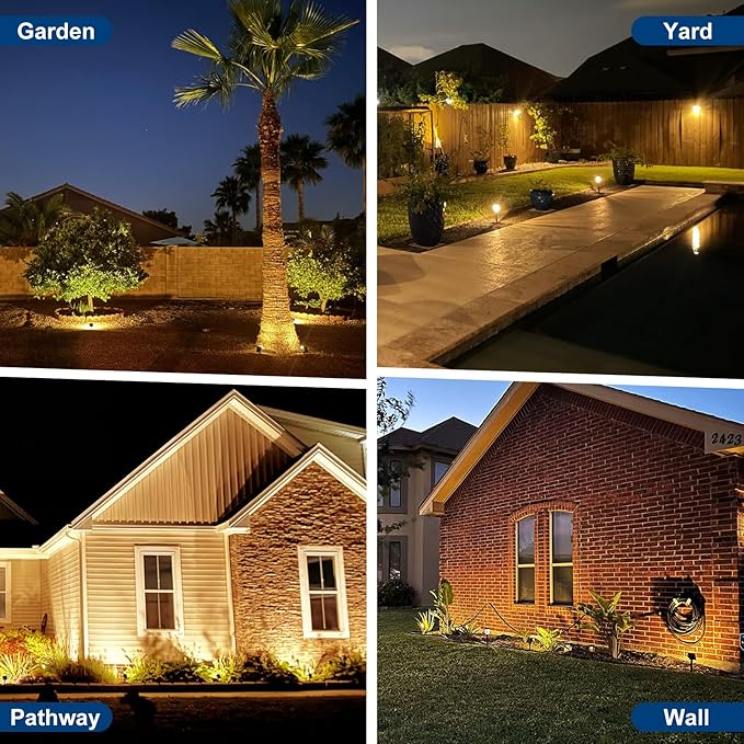 Solar Spot Lights Outdoor, 6 Pack/56 LED Outdoor Lights for Yard Waterproof IP68, 4 Lighting Modes Solar Landscape Spotlights, Auto On/Off Solar Powered Flood Lights Garden Pathway,Warm White