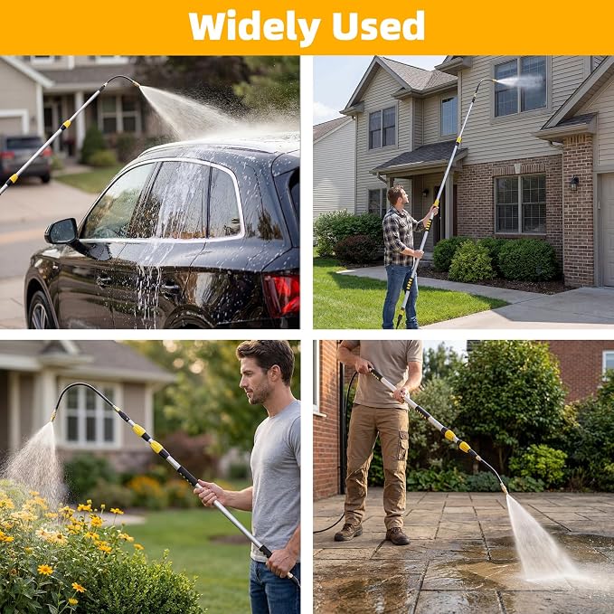 20FT Reach Gutter Cleaner, Gutter Cleaning Tools from the Ground with 3/4" Brass Shut-Off Valve & Bendable 360° Rotating Water Wand for Garden Hose, Safe Cleaning for 2nd Story Homes
