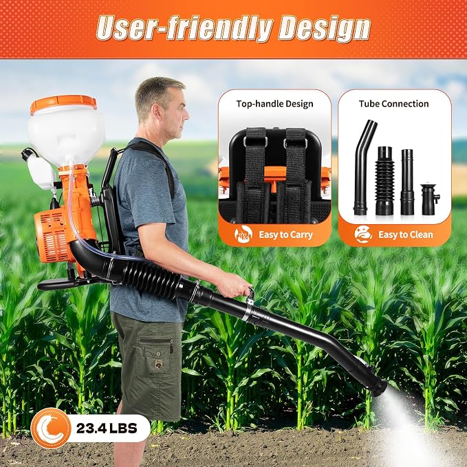 Backpack Fogger Sprayer, 3WF-3 41.5CC 2-Stroke Motor w/3.7Gal Tank | for Fleas Ticks Critters Control Lawn Gardening & Farming 7500r/min 2.13KW Gas Powered Manual Start shock-absorbing spring
