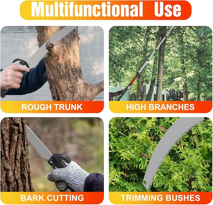 LAANPOLE 26FT Pole Saw, Telescoping Tree Trimmer with 5-20FT Extension Pole, Manual Branches Pruner for Backyard, Orange