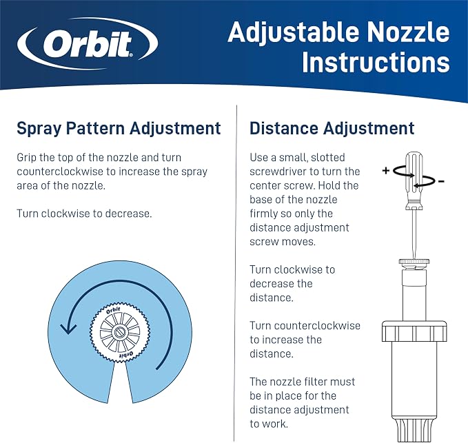 Orbit 37335E - 22" - 36" Pressure-Regulating Adjustable Sprinkler Riser with 15' Adjustable Pattern Nozzle