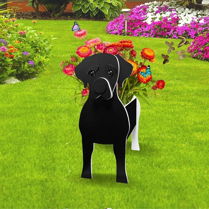 Black Labrador Dog Planter Plant Pots,Cute Large Dog Flower Planter,Gifts for Pet Lovers,Unique Animal Plant Pots,Office,Indoor Outdoor Garden Decor(9.84 * 7.87 * 17in)