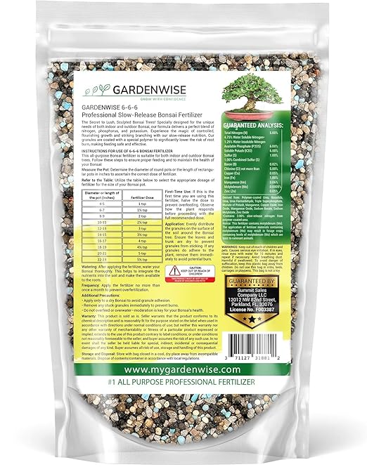 GARDENWISE Bonsai Fertilizer Pellets – Slow-Release Bonsai Tree Fertilizer & Food for Compact Growth, Dense Branching & Healthy Roots | Ideal for All Bonsai & Money Tree (12 OZ)