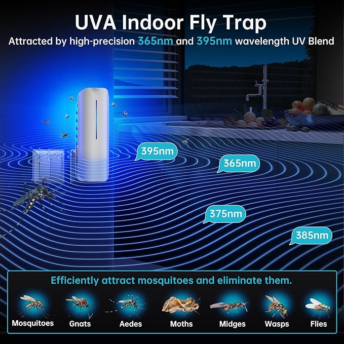 Fruit Fly Traps Indoor for Home: Plug in Mosquito Bug Zapper Gnat Moth Catcher with 9W Night UV Light, 2 Devices 20 Sticky Glue Board Refills for Indoors Flying Insect Trap