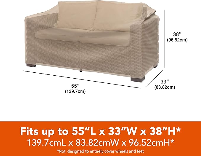 Modern Leisure Basics Patio Loveseat Cover, 55"L x 33"W x 38"H, Khaki