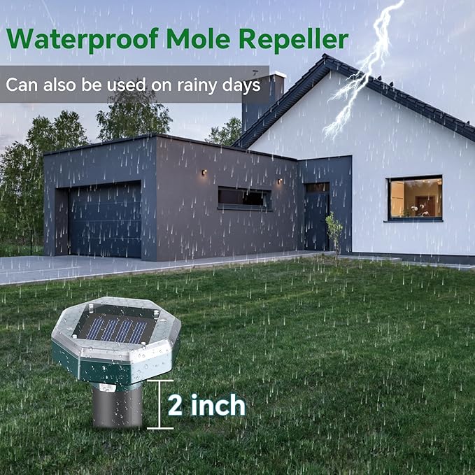 Mole Repellent Solar Powered - Ultrasonic Mole Repeller, Snake Repellent for Yard, Groundhog Skunk Vole Gopher Repellent for Lawns Garden Yard