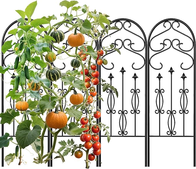AMAGABELI Garden & Home 4 Pack 60" x 18" Metal Garden Trellis for Climbing Plants Outdoor Climbing Rose Trellis Rustproof Plant Vines Flower Vegetable Trellis for Potted Plants Support Black