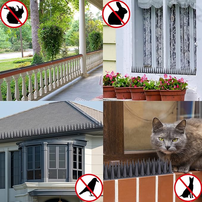 Bird Spikes, 40 Pack Bird Deterrent for Outside, Pigeon Spikes to Keep Raccoon Squirrel Cats Woodpeckers Away, for Fence Garden Roof Yard(37.3Feet)