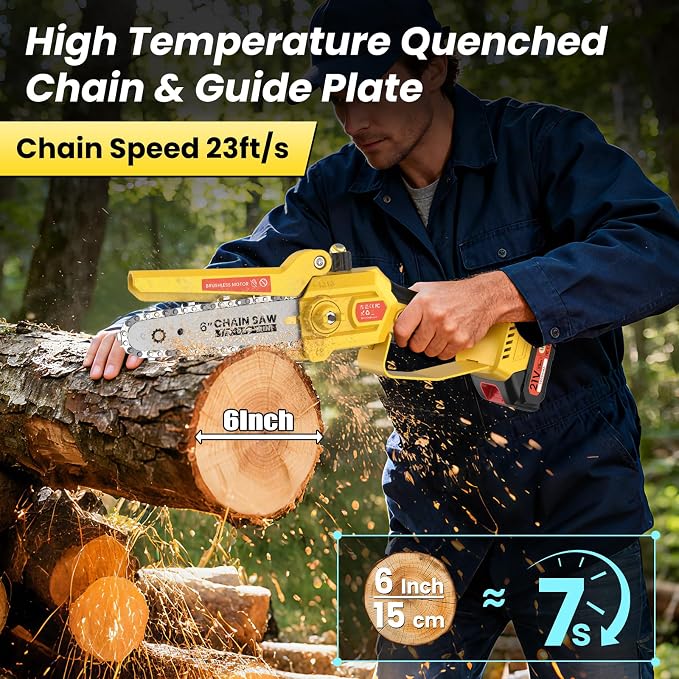 2-in-1 Electric Pole Saws for Tree Trimming, 6 Inch Mini Chainsaw Cordless with Extension Pole, Battery Powered Pole Chain Saw, Tree Trimmer Limb Branch Cutter Pruner with 2 Battery