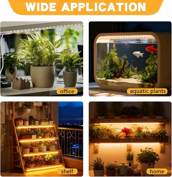 LED Plant Growing lamp,3000K/6000K Full Spectrum Grow Light Strips for Indoor Plants with 3/9/12H Timer & 10 Dimmable Levels,Led Plant Lights for Green House Hydroponics Succulent (4 Bars)