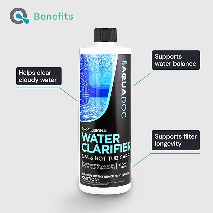 AquaDoc Spa Clarifier and Hot Tub Stain and Scale Control Bundle - Includes 32oz Hot Tub Clarifier and 32oz Spa Stain and Scale Remover - Made in USA