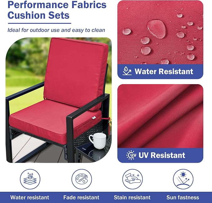 IPYNBAP Outdoor Cushions, Outdoor Chair Cushions 24x24x4 Inch, Cushions for Outdoor Furniture with Removable Cover, Waterproof & Fade Resistant Outdoor Seat Cushions for Patio, Lawn, Burgundy