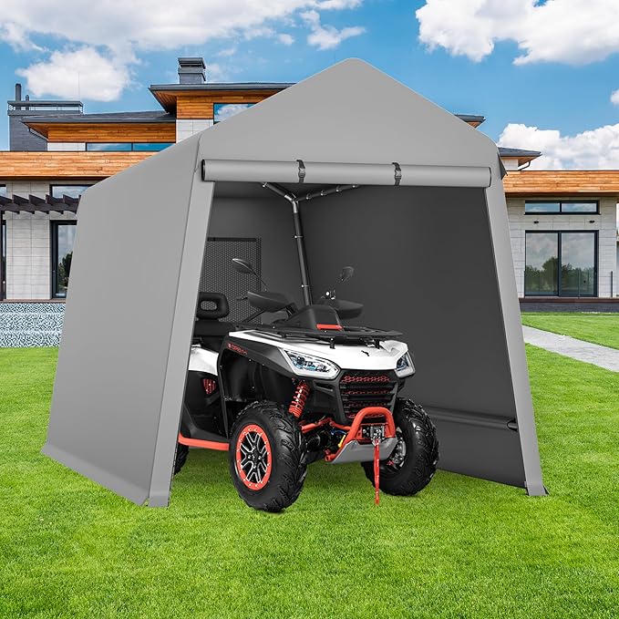 6x8FT Outdoor Storage Tent Heavy Duty Portable Shelter with Zipper Roll Up Doors