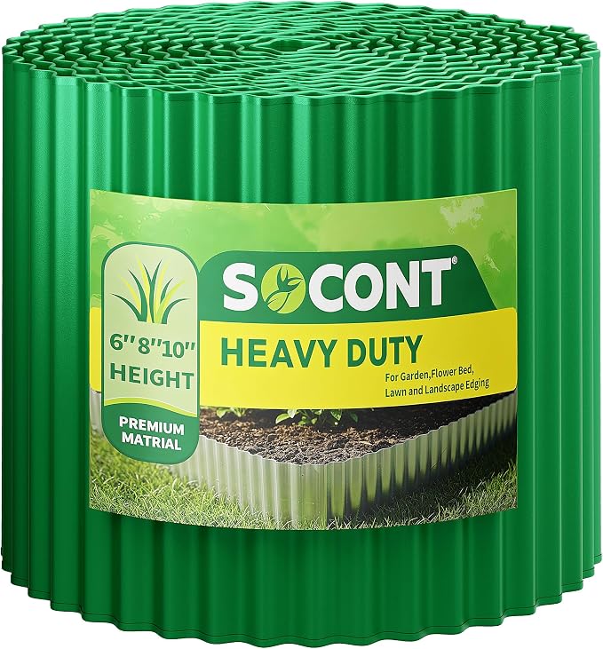 Corrugated Metal Garden Edging, 6"×40Ft Durable Landscape Border for Garden, Lawn, Flower Beds and Paver Edging (Green)